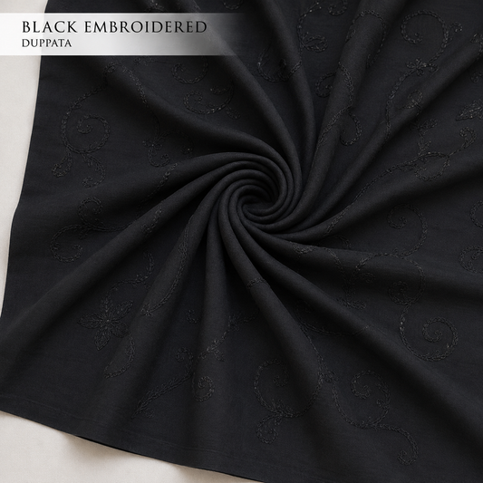 Élan – Black Embroidered Dupatta