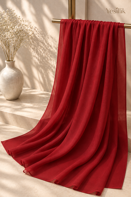Premium Chiffon Scarf - Red
