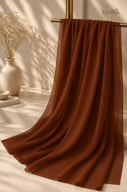 Premium Chiffon Scarf - Brown