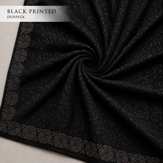 Zarposh - Black Korean Georgette Printed