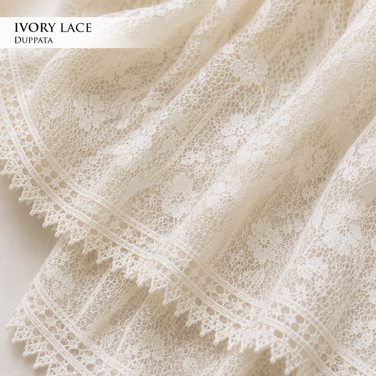 Veloura – White Lace Dupatta