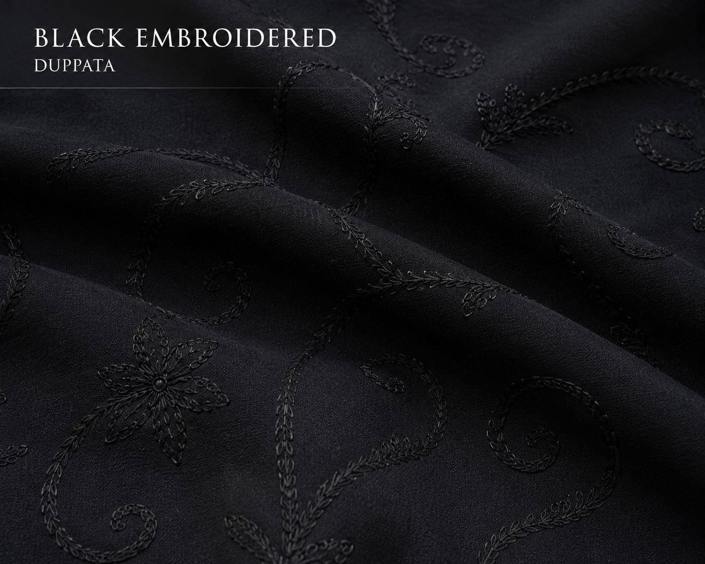 Élan – Black Embroidered Dupatta