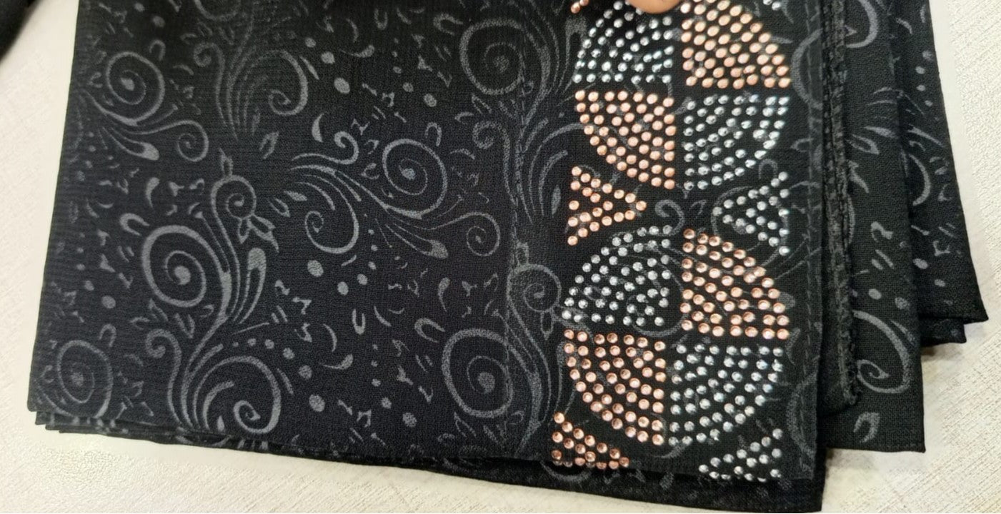 Zarposh - Black Korean Georgette Printed
