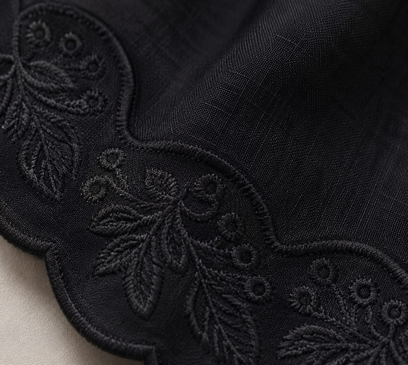 Noir Bloom – Black Scalloped Dupatta
